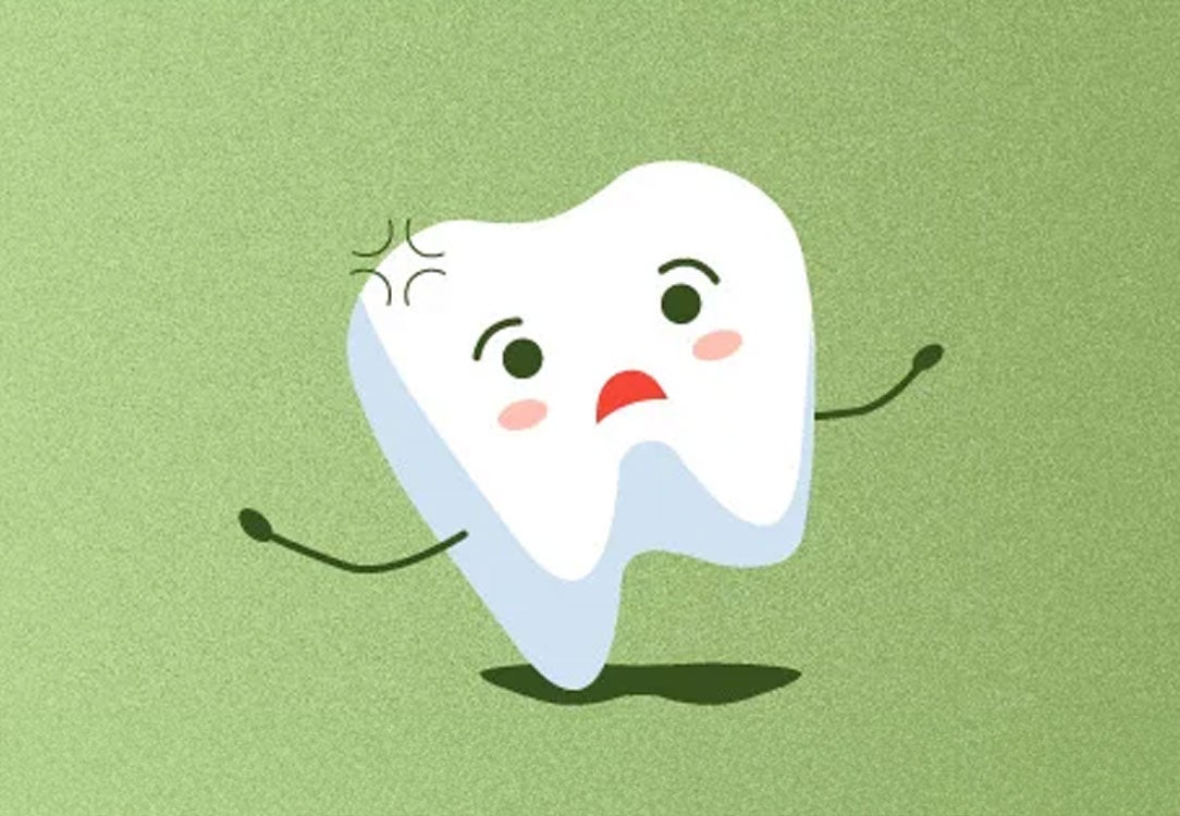 Short tooth on green background