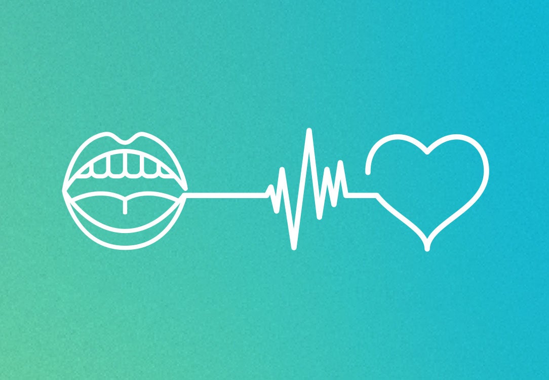 Mouth connecting to a heart shape