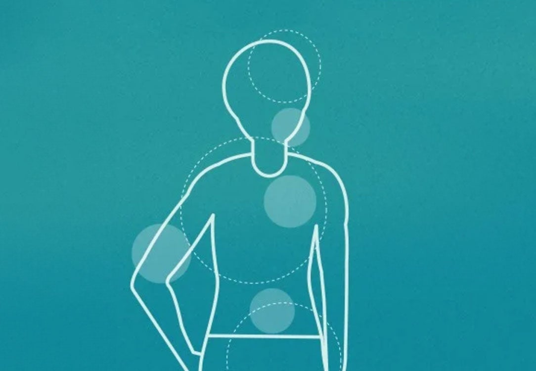 Outline of human body on teal background
