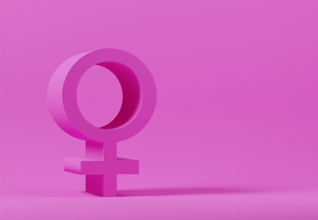 Pink Woman Sign Object on Pink Background