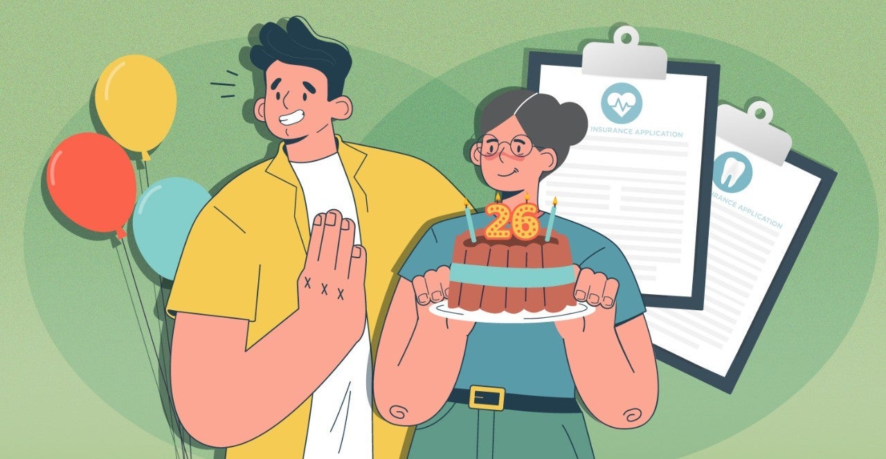 Millennial and mother with birthday cake
