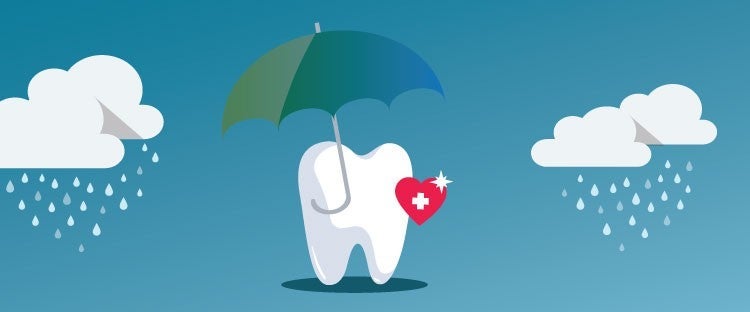 Illustration of a Tooth under an umbrella